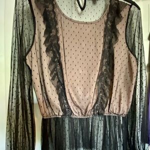 Forever 21 polka dot sheer back blouse